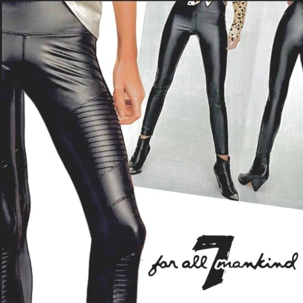 7 For All Mankind Faux Leather Moto Leggings Black